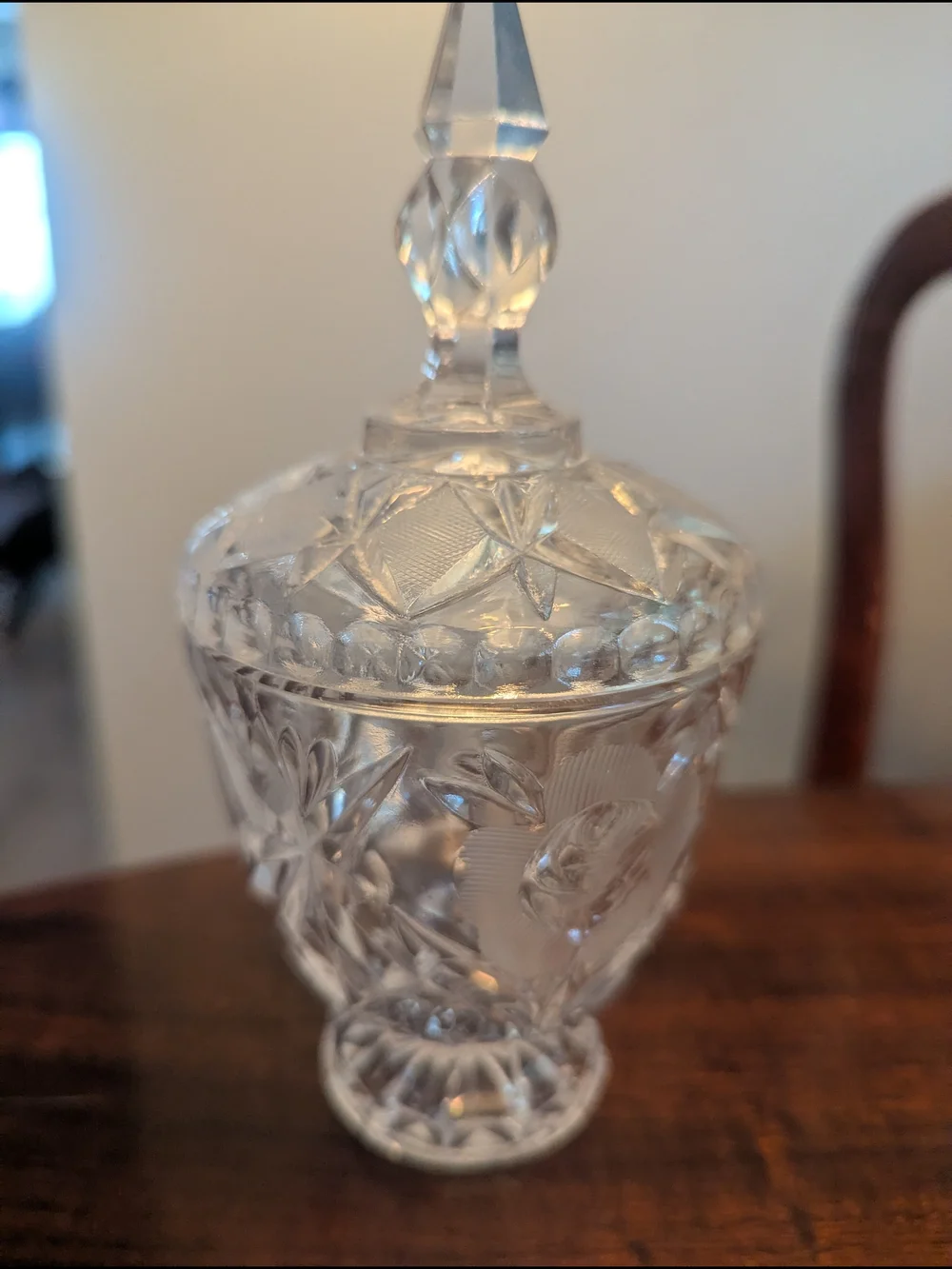 Vintage Crystal Sugar Bowl w/ Lid 7